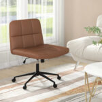 Height Adjustable Armless Desk Chair with Wheels for Home Office