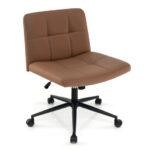 Height Adjustable Armless Desk Chair with Wheels for Home Office