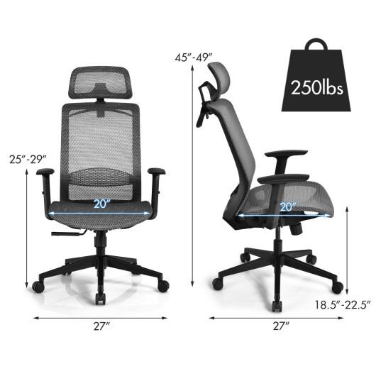 Height Adjustable Ergonomic Mesh Office Chair with Lumbar Support 11 Height Adjustable Ergonomic Mesh Office Chair with Lumbar Support - Image 11