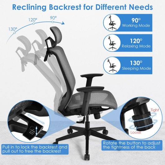 Height Adjustable Ergonomic Mesh Office Chair with Lumbar Support 12 Height Adjustable Ergonomic Mesh Office Chair with Lumbar Support - Image 12