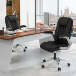 Height Adjustable PU Leather Office Chair with Rocking Function