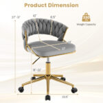 Height Adjustable Swivel Upholstered Desk Chair with Hand-woven Back