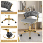 Height Adjustable Swivel Upholstered Desk Chair with Hand-woven Back