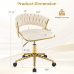 Height Adjustable Swivel Upholstered Desk Chair with Hand-woven Back