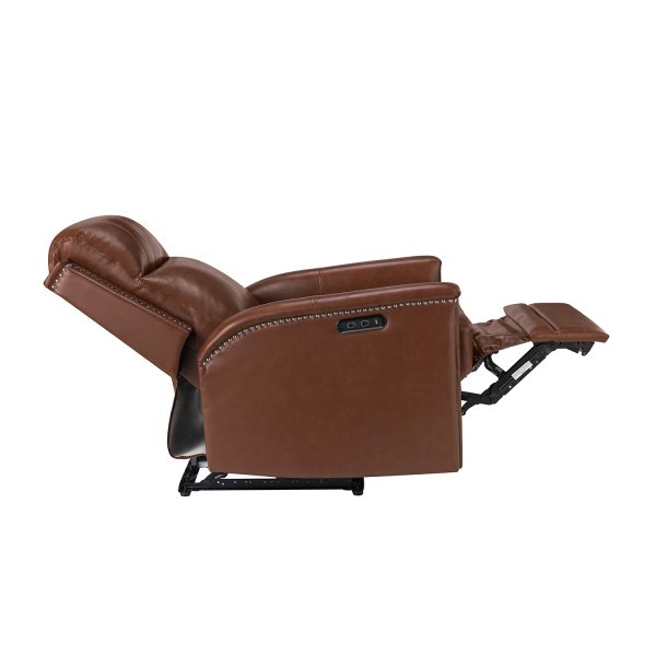 Heinrich Brown Genuine Leather Power Recliner with USB 2