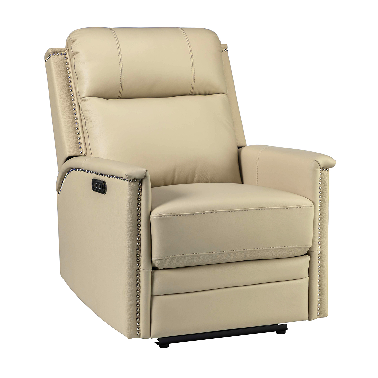 Heinrich Genuine Leather Power Recliner with USB Ports Beige 2 Heinrich Genuine Leather Power Recliner with USB Ports Beige - Image 2