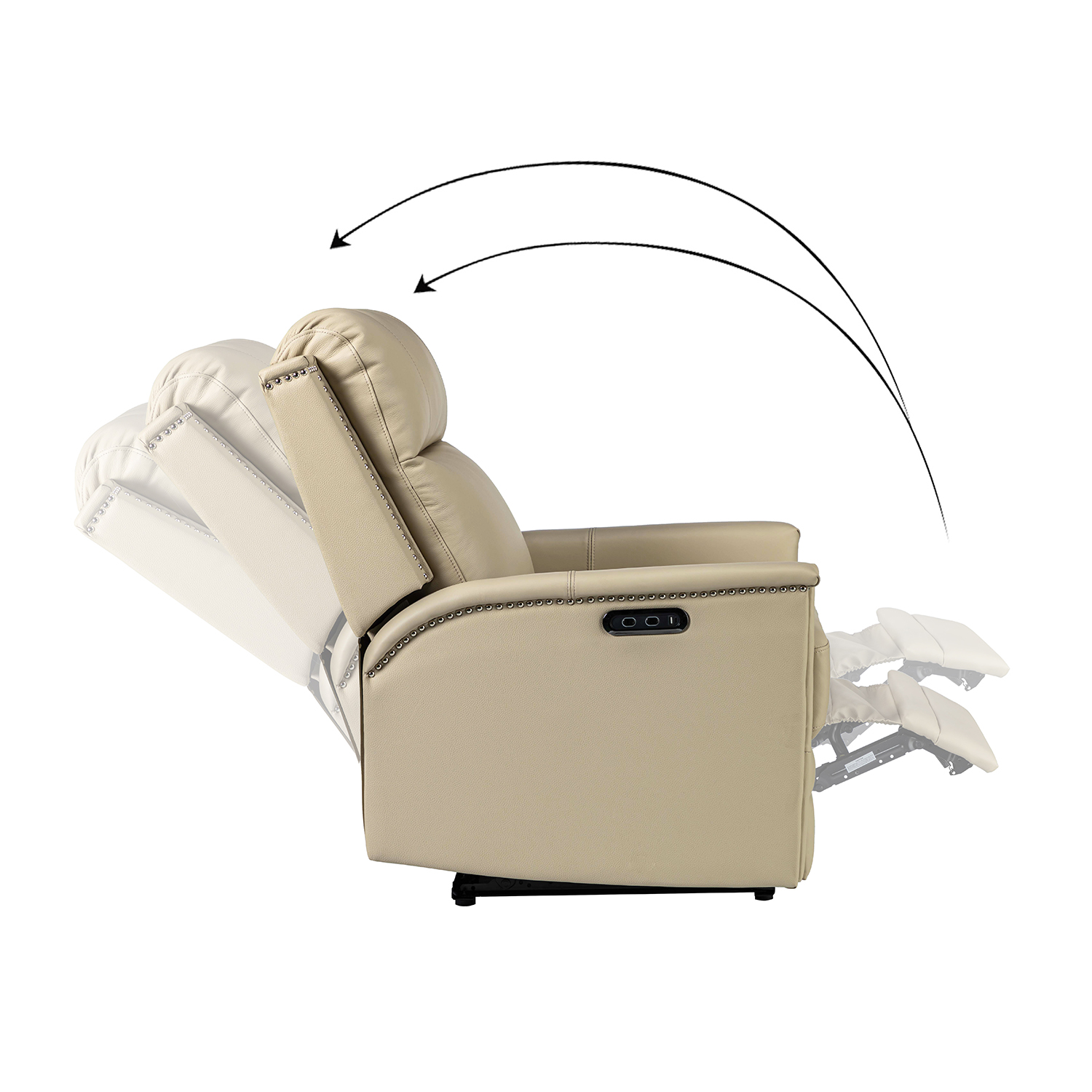 Heinrich Genuine Leather Power Recliner with USB Ports Beige 4 Heinrich Genuine Leather Power Recliner with USB Ports Beige - Image 4