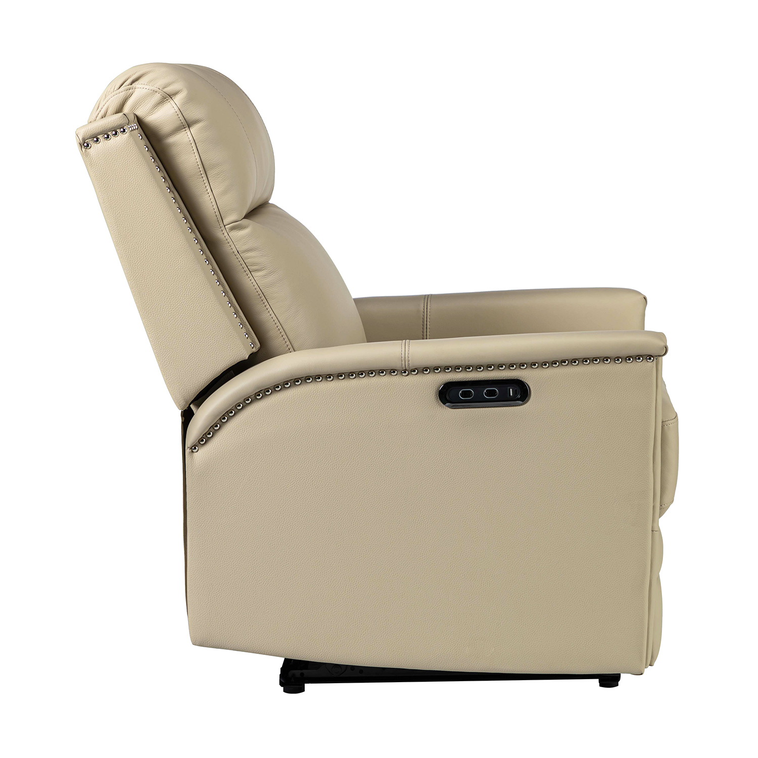 Heinrich Genuine Leather Power Recliner with USB Ports Beige 5 Heinrich Genuine Leather Power Recliner with USB Ports Beige - Image 5
