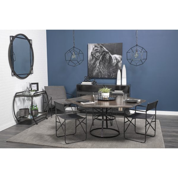 Helena 20L x 20W Black Metal Mirrored Bottom Round Serving Tray 1