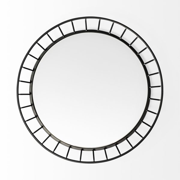 Helena 20L x 20W Black Metal Mirrored Bottom Round Serving Tray 2