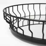 Helena 20L x 20W Black Metal Mirrored Bottom Round Serving Tray