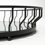 Helena 20L x 20W Black Metal Mirrored Bottom Round Serving Tray