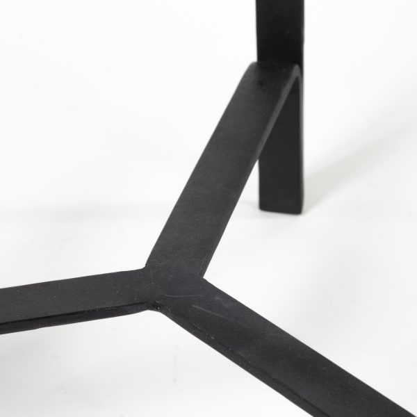 Helios III 20L x 24H Set of Two Round Brown Solid Wood Iron Base Nesting EndSide Tables 10