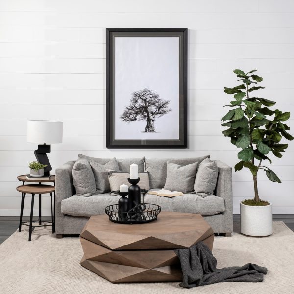 Helios III 20L x 24H Set of Two Round Brown Solid Wood Iron Base Nesting EndSide Tables 2