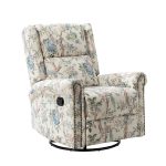 Helmut Bird Print Linen Swivel Glider Recliner with Nailhead Trim 7 Helmut Bird Print Linen Swivel Glider Recliner with Nailhead Trim