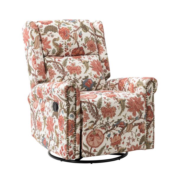 Helmut Floral Nailhead Trim Swivel Glider Recliner 1