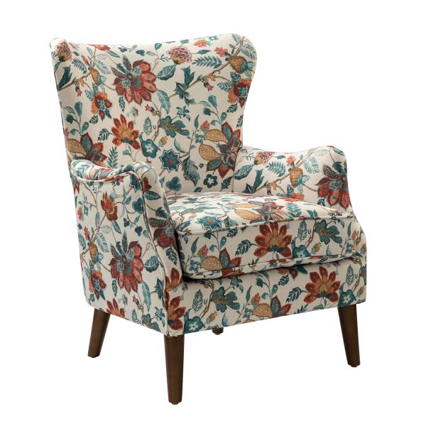 Henrick Red Jacquard Wingback Armchair 1