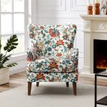 Henrick Red Jacquard Wingback Armchair 6 Henrick Red Jacquard Wingback Armchair