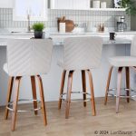 Henry 26-Inch Contemporary Walnut and Beige Swivel Stools (Set of 2) 13 Henry 26-Inch Contemporary Walnut and Beige Swivel Stools (Set of 2)