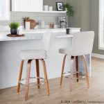 Henry 26-Inch Contemporary Walnut and Beige Swivel Stools (Set of 2) 15 Henry 26-Inch Contemporary Walnut and Beige Swivel Stools (Set of 2)