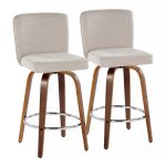 Henry 26-Inch Contemporary Walnut and Beige Swivel Stools (Set of 2) 16 Henry 26-Inch Contemporary Walnut and Beige Swivel Stools (Set of 2)