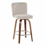 Henry 26-Inch Contemporary Walnut and Beige Swivel Stools (Set of 2) 17 Henry 26-Inch Contemporary Walnut and Beige Swivel Stools (Set of 2)