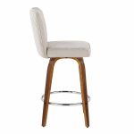 Henry 26-Inch Contemporary Walnut and Beige Swivel Stools (Set of 2) 18 Henry 26-Inch Contemporary Walnut and Beige Swivel Stools (Set of 2)