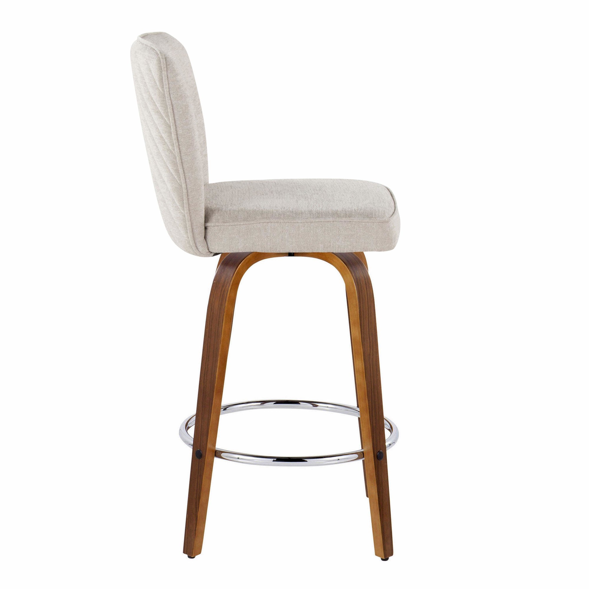 Henry 26-Inch Contemporary Walnut and Beige Swivel Stools (Set of 2) 7 Henry 26-Inch Contemporary Walnut and Beige Swivel Stools (Set of 2) - Image 7