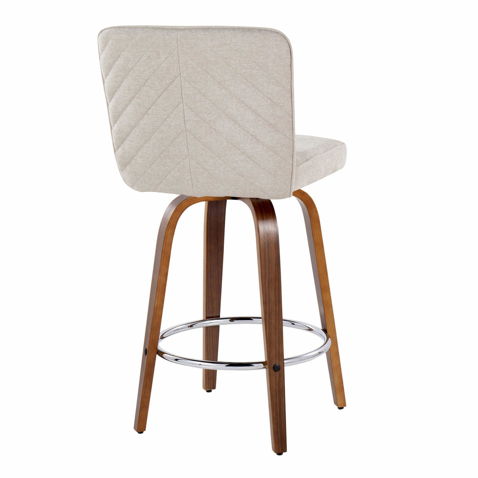 Henry 26-Inch Contemporary Walnut and Beige Swivel Stools (Set of 2) 8 Henry 26-Inch Contemporary Walnut and Beige Swivel Stools (Set of 2) - Image 8