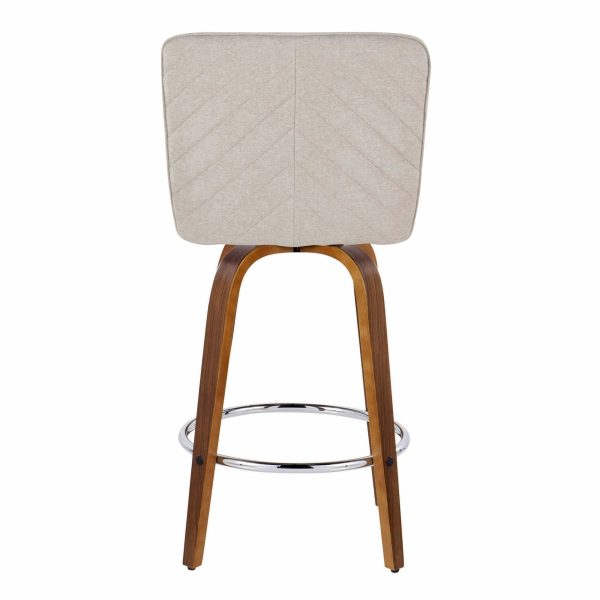 Henry 26 Inch Contemporary Walnut and Beige Swivel Stools Set of 2 8