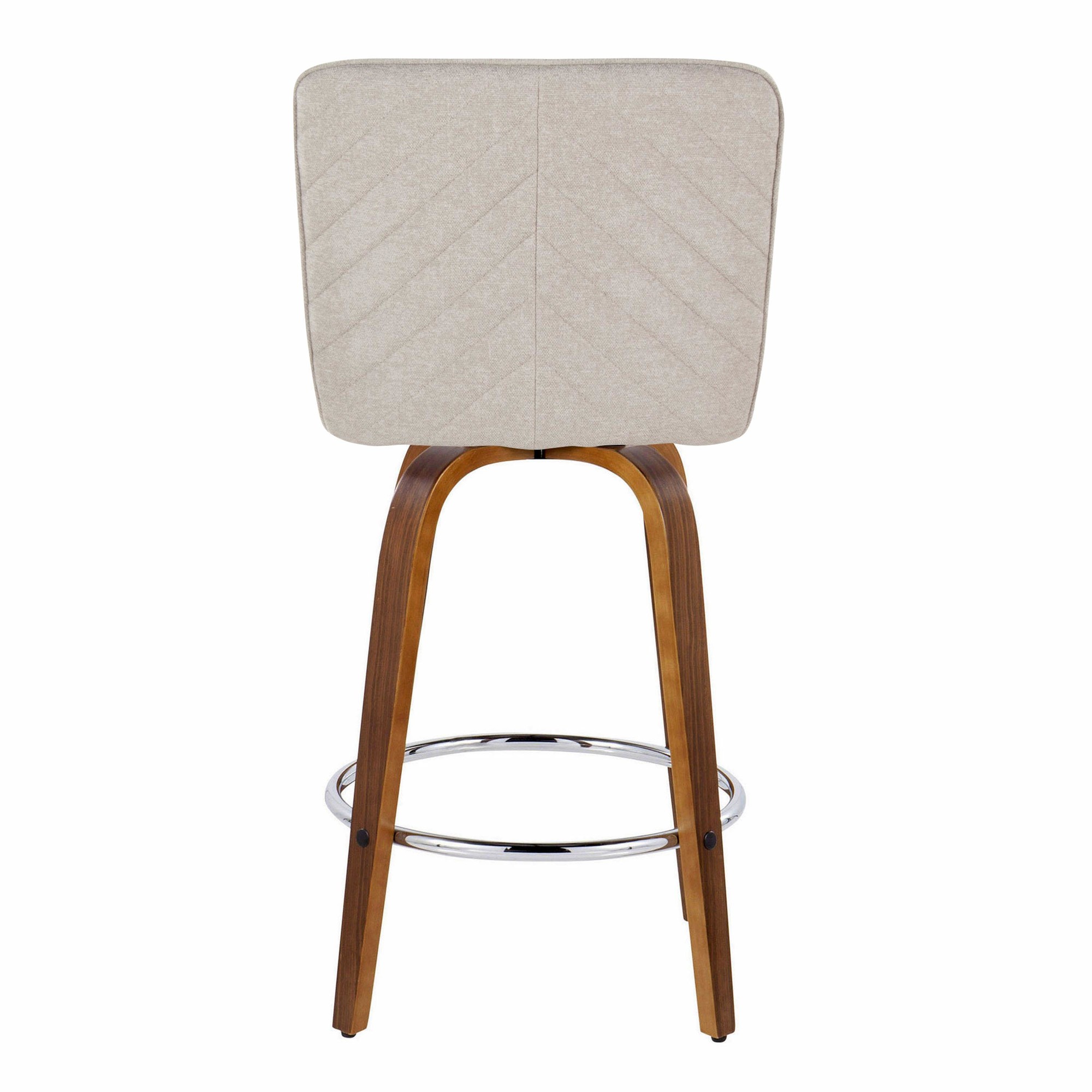 Henry 26-Inch Contemporary Walnut and Beige Swivel Stools (Set of 2) 9 Henry 26-Inch Contemporary Walnut and Beige Swivel Stools (Set of 2) - Image 9