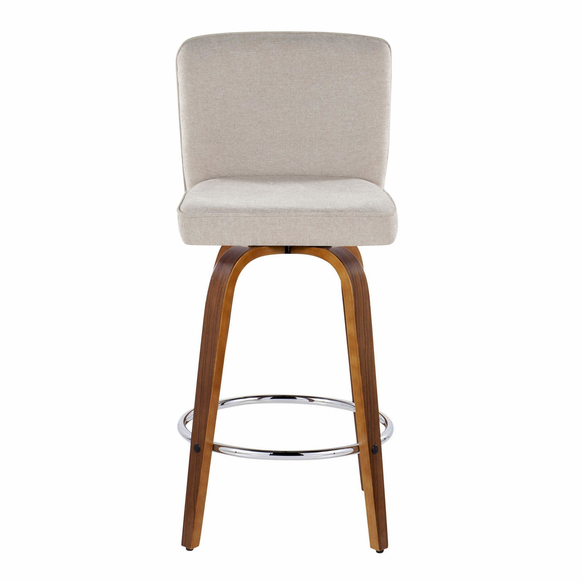 Henry 26-Inch Contemporary Walnut and Beige Swivel Stools (Set of 2) 10 Henry 26-Inch Contemporary Walnut and Beige Swivel Stools (Set of 2) - Image 10