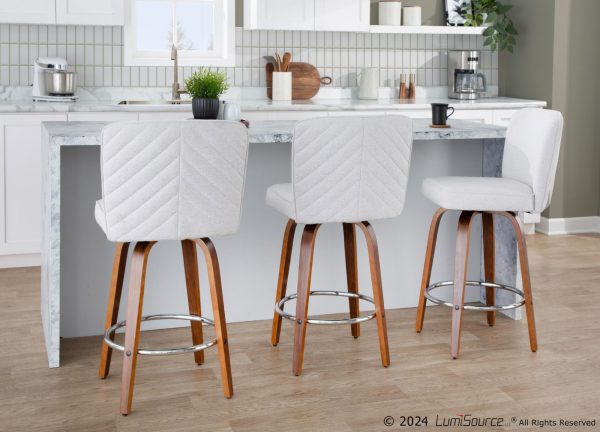 Henry 26 Walnut White Contemporary Swivel Counter Stools Set of 2 2