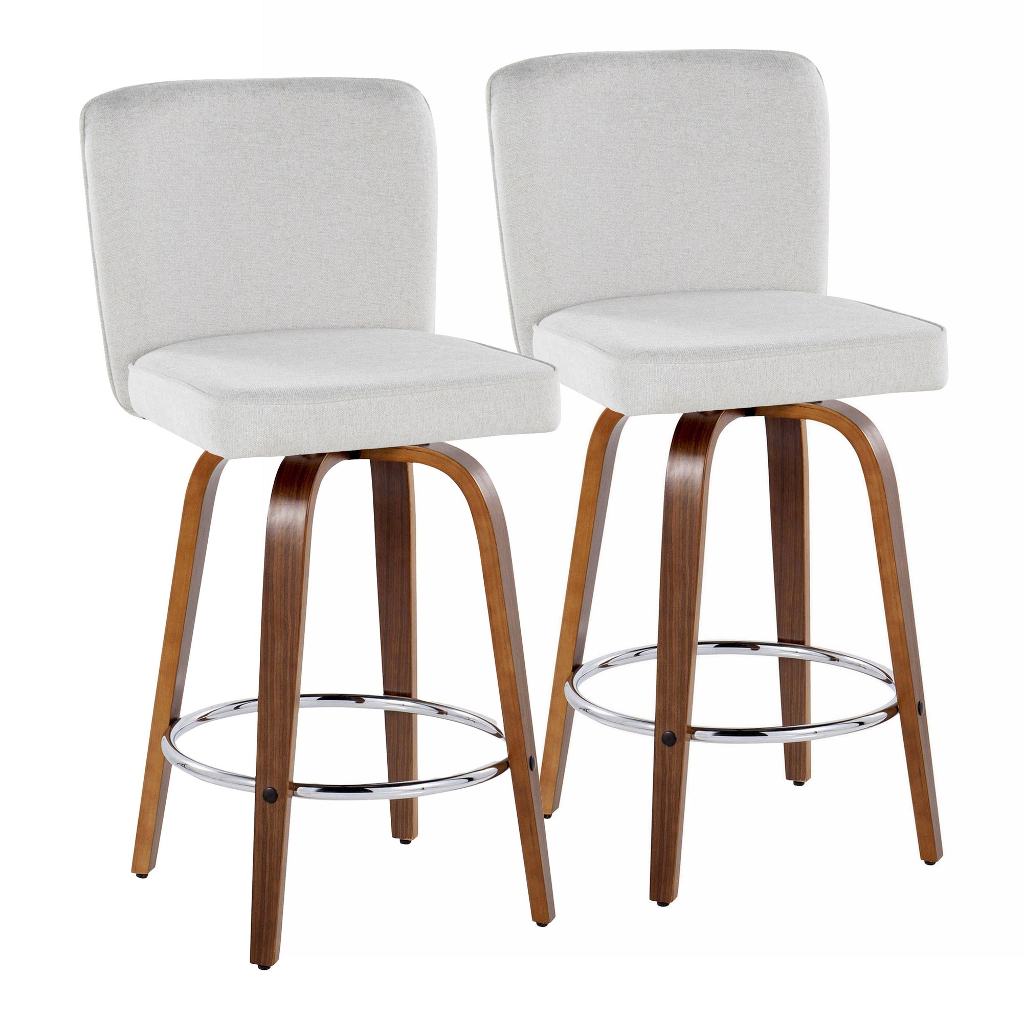 Henry 26 Walnut White Contemporary Swivel Counter Stools (Set of 2) 5 Henry 26 Walnut White Contemporary Swivel Counter Stools (Set of 2) - Image 5
