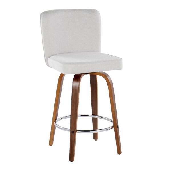 Henry 26 Walnut White Contemporary Swivel Counter Stools Set of 2 5
