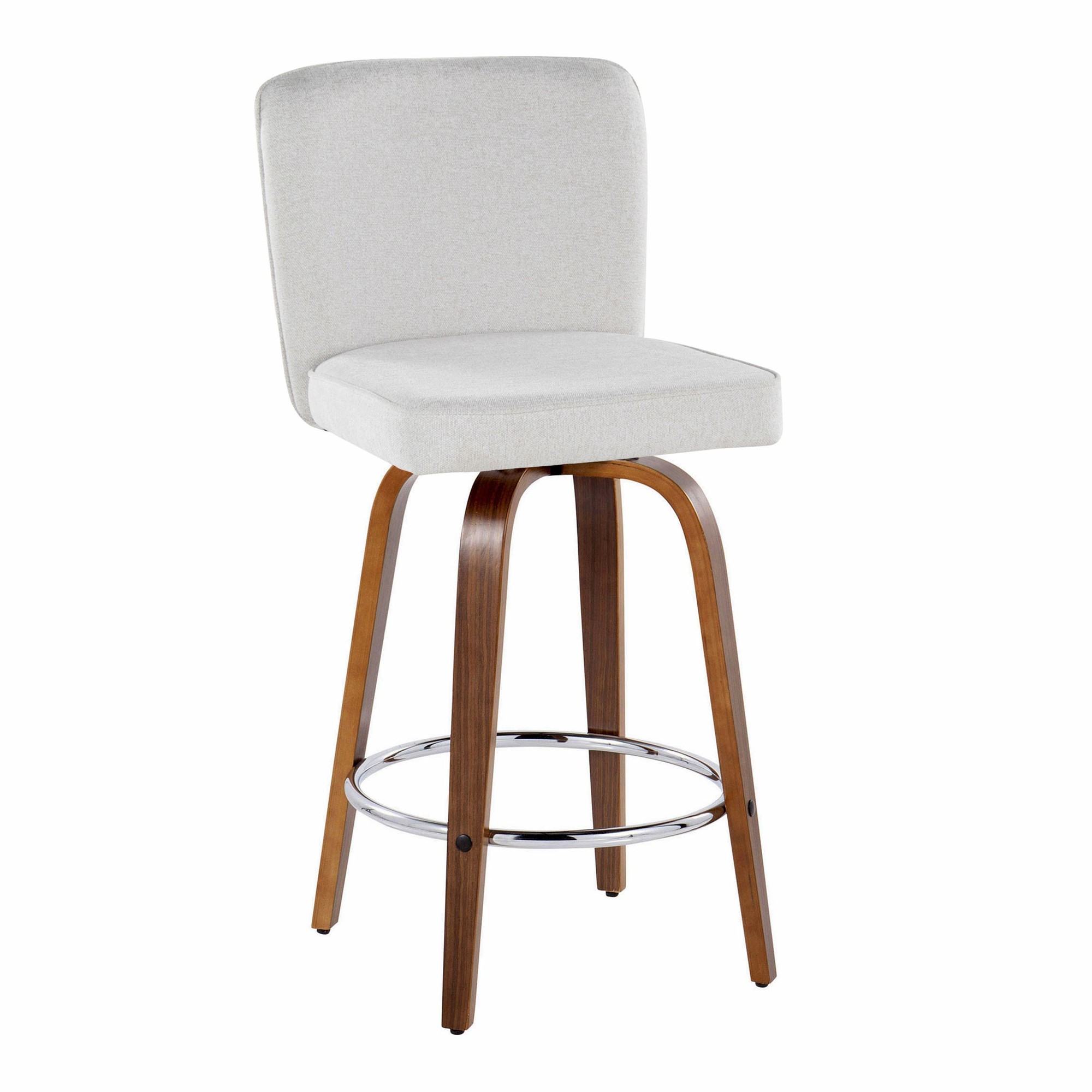 Henry 26 Walnut White Contemporary Swivel Counter Stools (Set of 2) 6 Henry 26 Walnut White Contemporary Swivel Counter Stools (Set of 2) - Image 6