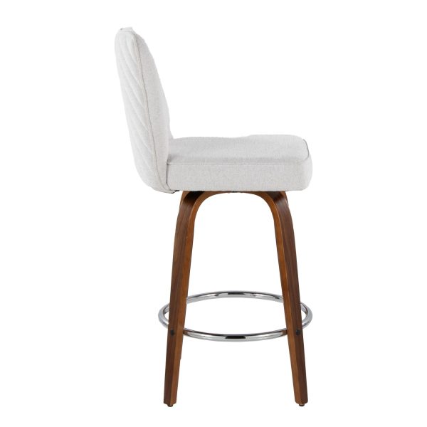 Henry 26 Walnut White Contemporary Swivel Counter Stools Set of 2 6