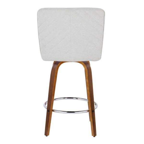 Henry 26 Walnut White Contemporary Swivel Counter Stools Set of 2 8