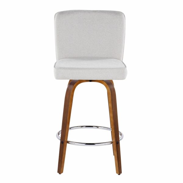 Henry 26 Walnut White Contemporary Swivel Counter Stools Set of 2 9