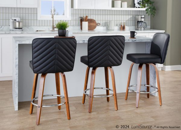 Henry 26 Walnut and Black Contemporary Counter Stools Set of 2 1