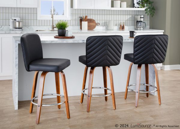 Henry 26 Walnut and Black Contemporary Counter Stools Set of 2 2