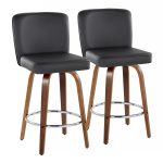 Henry 26 Walnut and Black Contemporary Counter Stools (Set of 2) 16 Henry 26 Walnut and Black Contemporary Counter Stools (Set of 2)