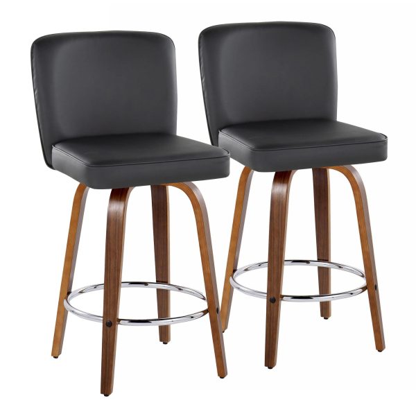 Henry 26 Walnut and Black Contemporary Counter Stools Set of 2 4