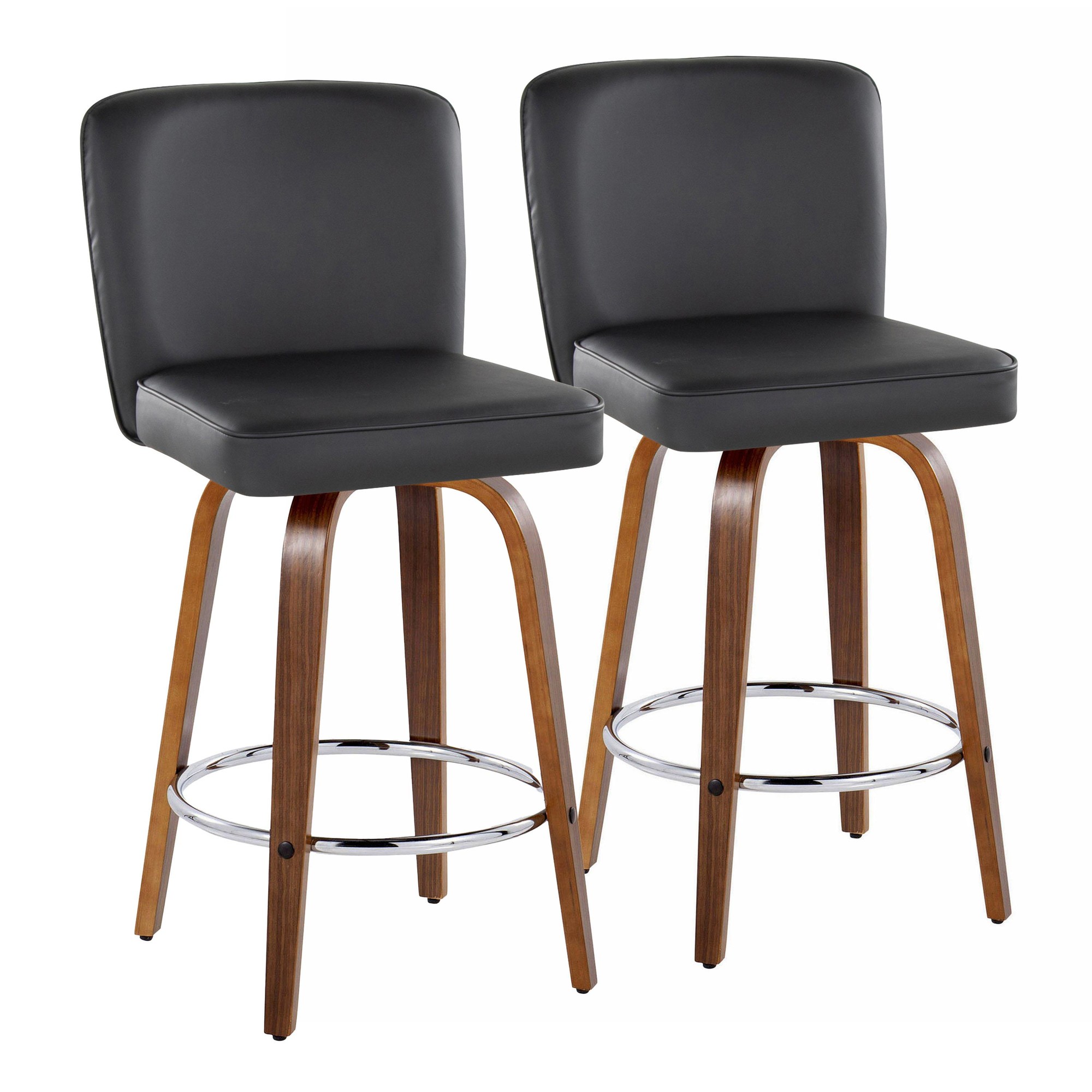 Henry 26 Walnut and Black Contemporary Counter Stools (Set of 2) 5 Henry 26 Walnut and Black Contemporary Counter Stools (Set of 2) - Image 5
