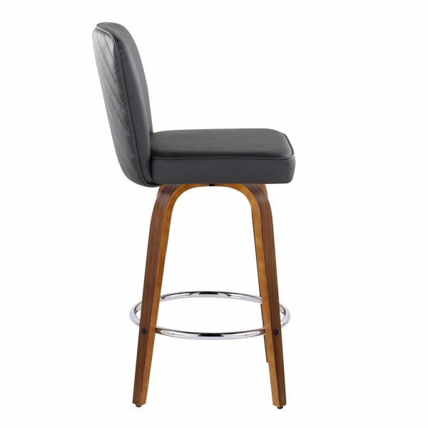 Henry 26 Walnut and Black Contemporary Counter Stools Set of 2 6