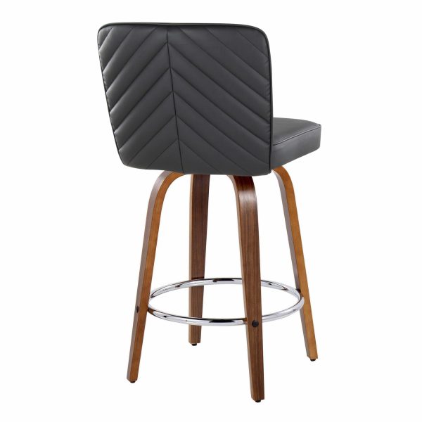 Henry 26 Walnut and Black Contemporary Counter Stools Set of 2 7