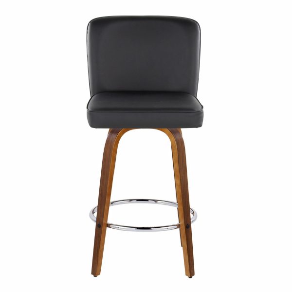 Henry 26 Walnut and Black Contemporary Counter Stools Set of 2 9