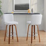 Henry 30 Walnut Wood Beige Contemporary Swivel Barstools (Set of 2) 15 Henry 30 Walnut Wood Beige Contemporary Swivel Barstools (Set of 2)