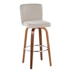 Henry 30 Walnut Wood Beige Contemporary Swivel Barstools (Set of 2) 17 Henry 30 Walnut Wood Beige Contemporary Swivel Barstools (Set of 2)