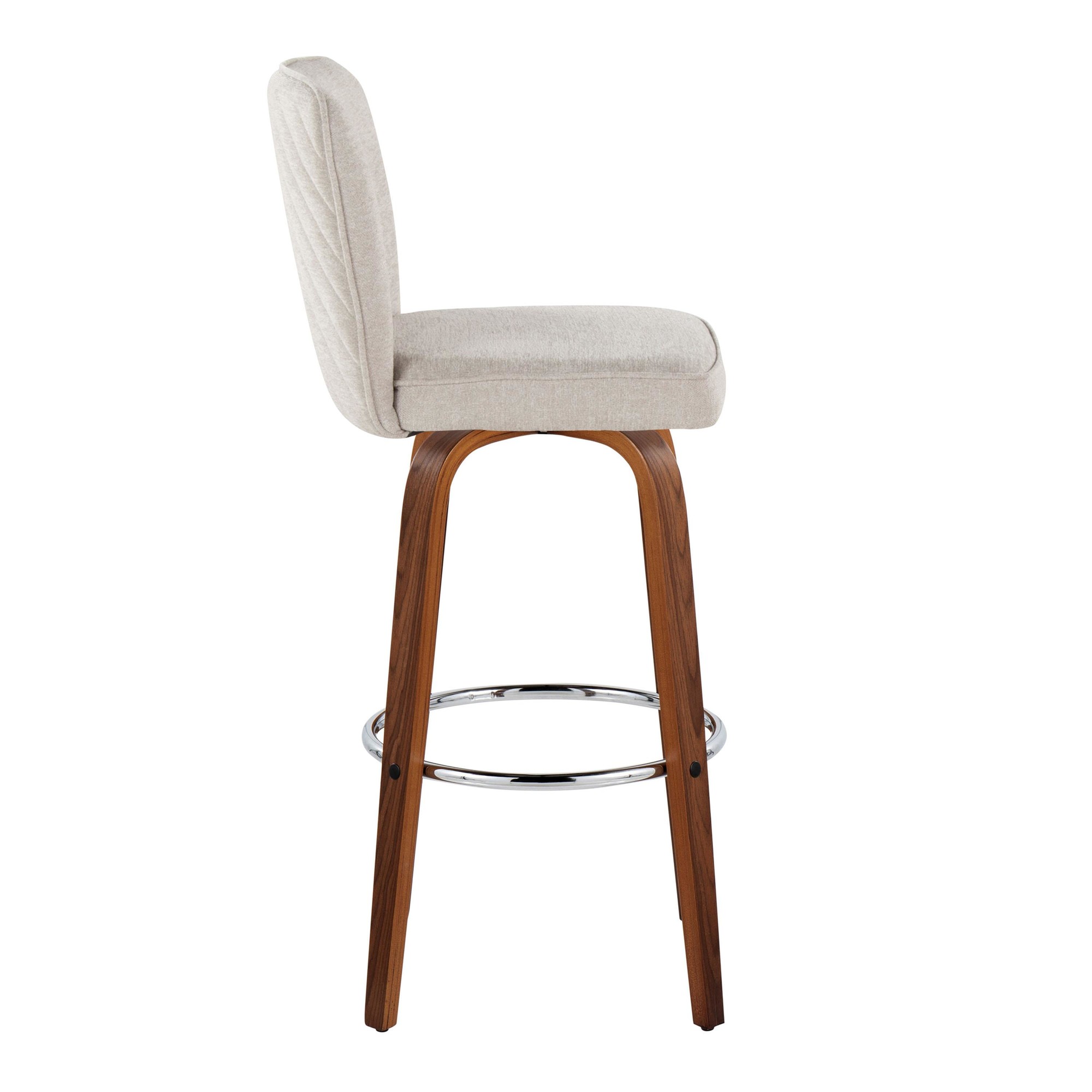 Henry 30 Walnut Wood Beige Contemporary Swivel Barstools (Set of 2) 7 Henry 30 Walnut Wood Beige Contemporary Swivel Barstools (Set of 2) - Image 7
